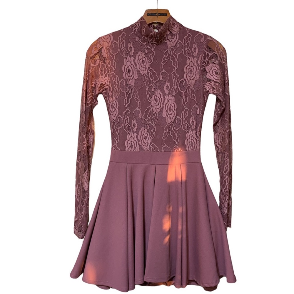 Like New REVAMPED Mauve Pink Lace Upper Romper Dress Size Small